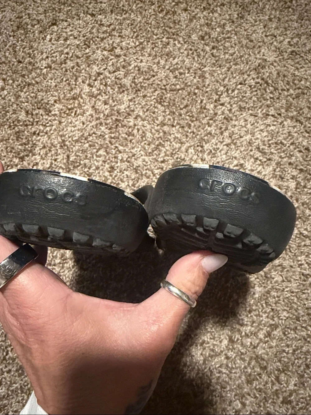 Crocs black & animal print flip-flops (W 7) - EUC! - Picture 5 of 9